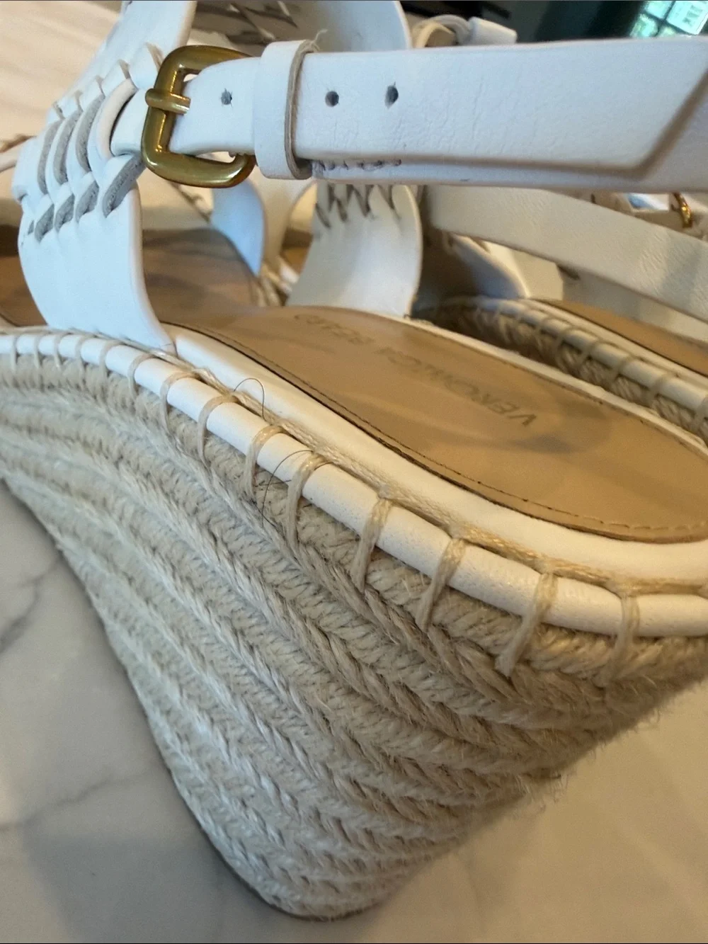 Veronica Beard  RIYA Cream Woven Leather Espadrille Slingback Sandals
